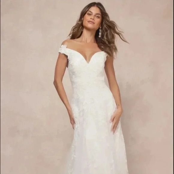 Lulus Dresses & Skirts - NWOT Eternally Precious Ivory Embroidered Off-the-Shoulder Maxi Dress Size S